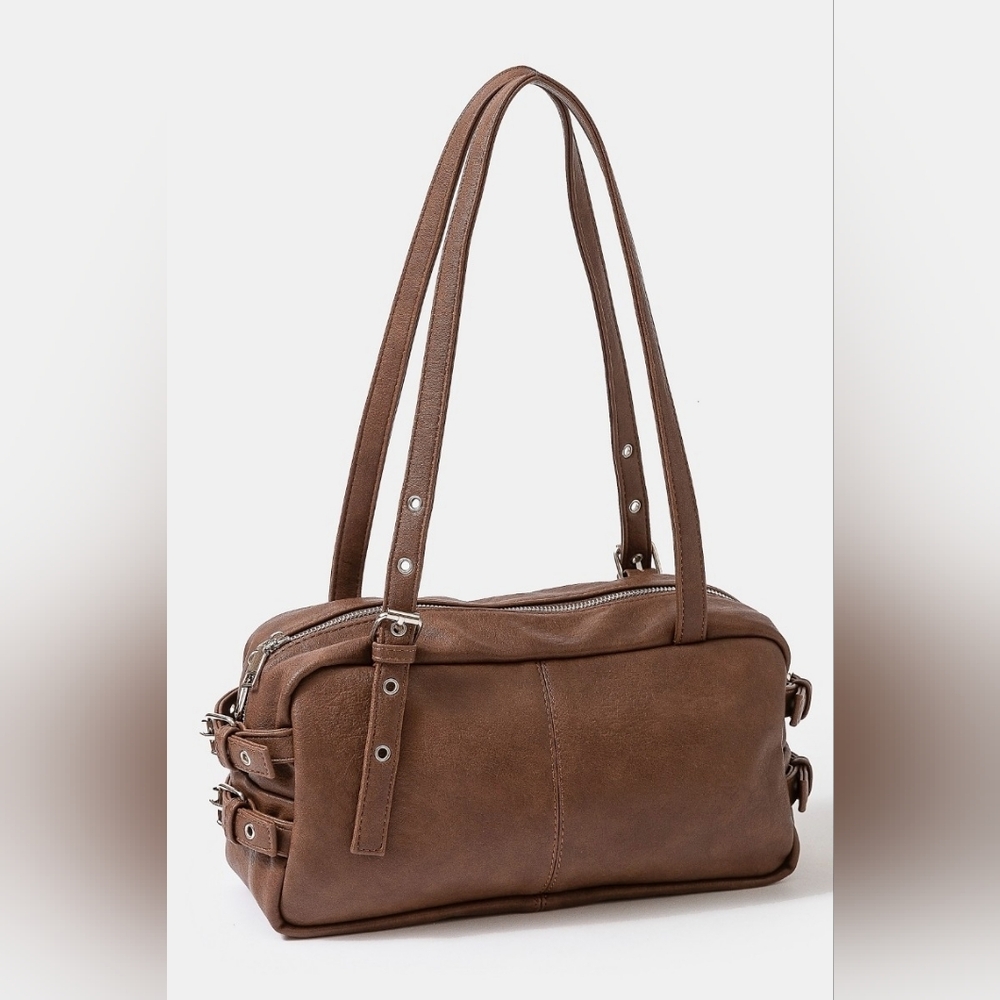 JUST IN!  Fame Multi Grommet Belt Strap Rustic Rectangular Hand Bag